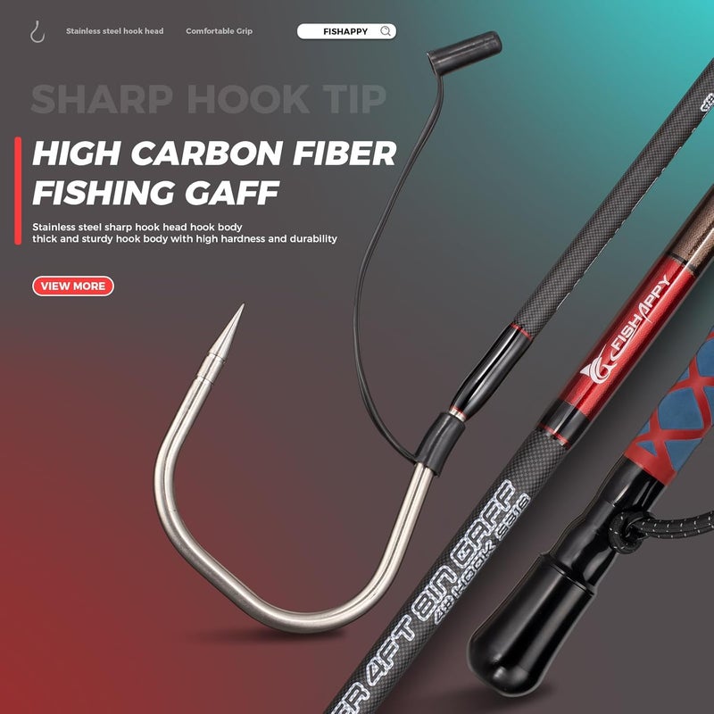 FISHAPPY Fishing Gaff Saltwater Fish Gaff with S316 Stainless Steel Fishing Hook Carbon Fiber Fishing Gaff - Image 5